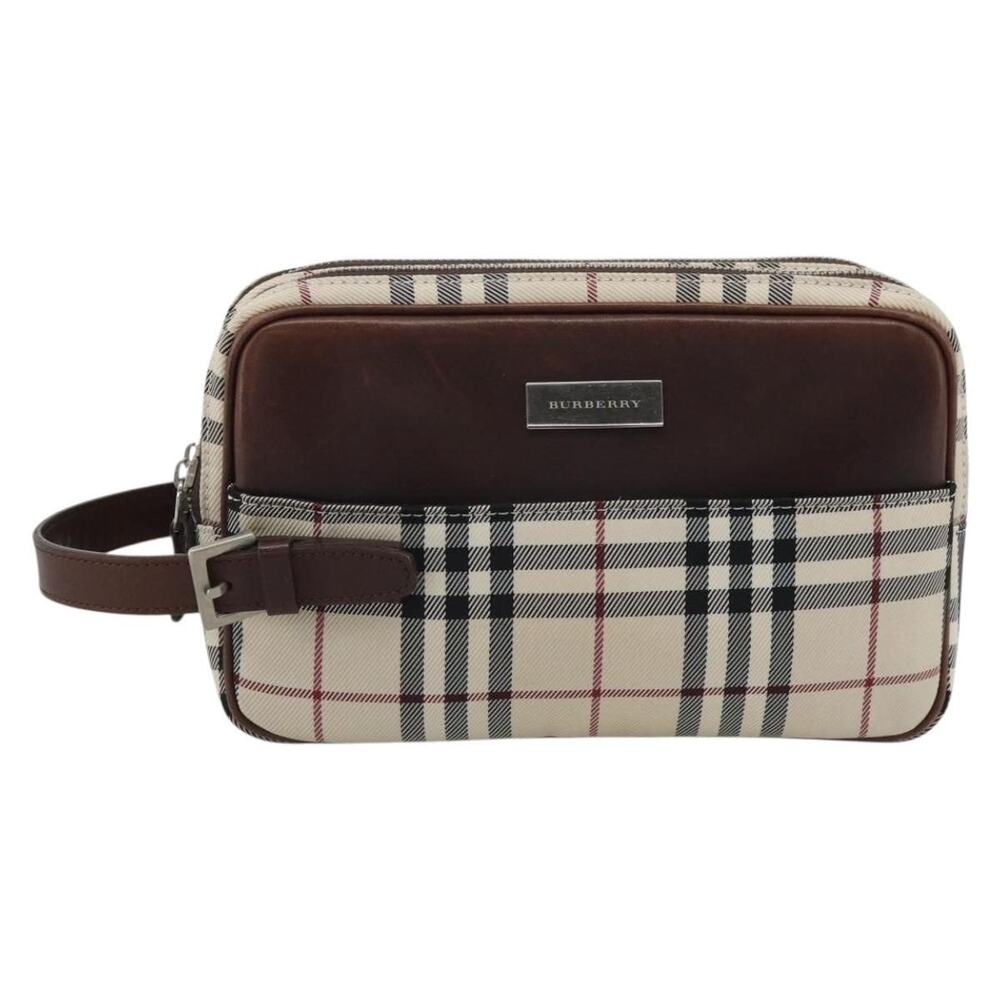 Burberry Nova Check Canvas Clutch Bag Beige